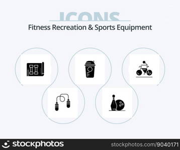 Fitness Recreation And Sports Equipment Glyph Icon Pack 5 Icon Design. activity. sports. equipment. recreation. bottle