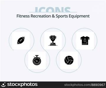 Fitness Recreation And Sports Equipment Glyph Icon Pack 5 Icon Design. football. sport. american. award. rugby