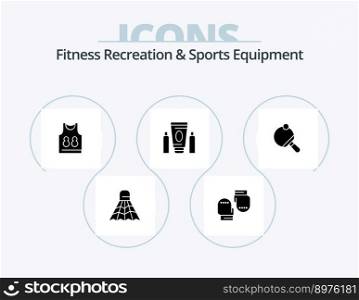 Fitness Recreation And Sports Equipment Glyph Icon Pack 5 Icon Design. racket. healthcare. shirt. medical. sport