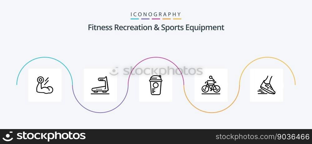 Fitness Recreation And Sports Equipment Line 5 Icon Pack Including biking. bicycle. treadmill. activity. sports