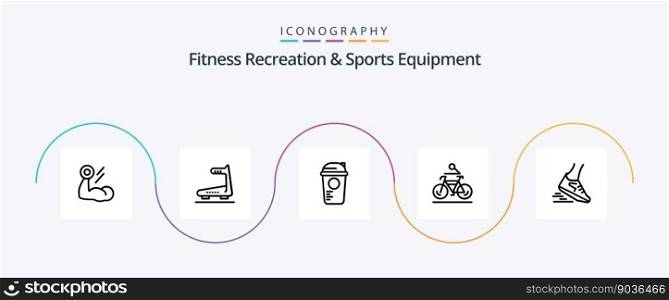 Fitness Recreation And Sports Equipment Line 5 Icon Pack Including biking. bicycle. treadmill. activity. sports