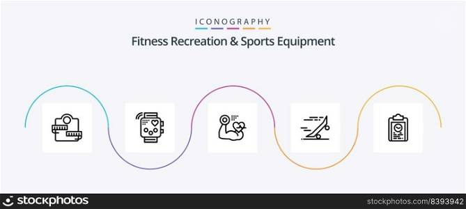 Fitness Recreation And Sports Equipment Line 5 Icon Pack Including skateboard. riding. monitoring. ride. beat