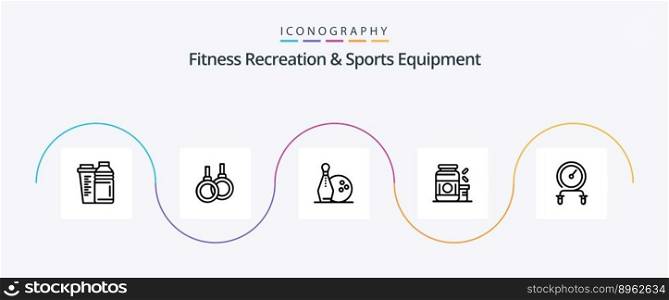Fitness Recreation And Sports Equipment Line 5 Icon Pack Including supplement. protein. healthcare. gainer. kegling