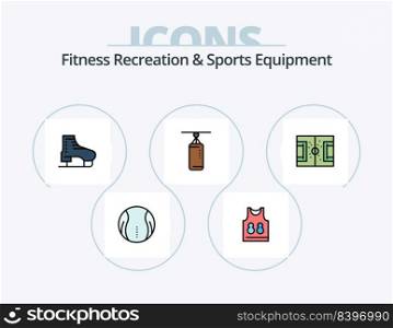 Fitness Recreation And Sports Equipment Line Filled Icon Pack 5 Icon Design. field. sport. boot. shuttlecock. skating