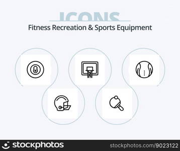 Fitness Recreation And Sports Equipment Line Icon Pack 5 Icon Design. tennis. racket. time. pong. shirt
