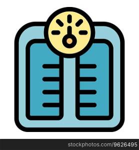 Fitness scales icon outline vector. Care info. Run program color flat. Fitness scales icon vector flat
