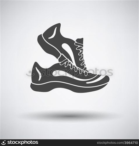 Fitness sneakers icon on gray background with round shadow. Vector illustration.