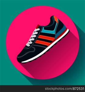 fitness sneakers shoes for training running shoe flat design with long shadow. Fitness app. fitness sneakers shoes for training running shoe flat design with long shadow