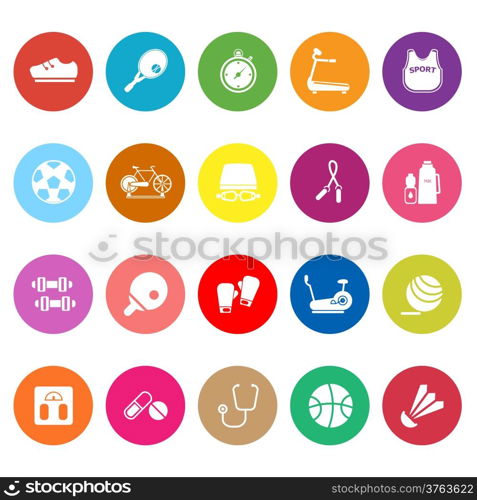 Fitness sport flat icons on white background, stock vector