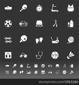 Fitness sport icons on gray background, stock vector