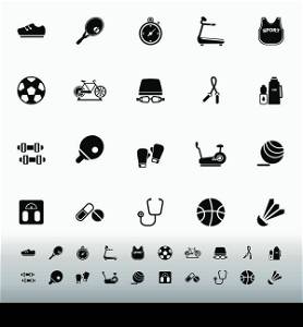 Fitness sport icons on white background