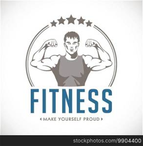 Fitness - strong man - gym concept - healthy diet