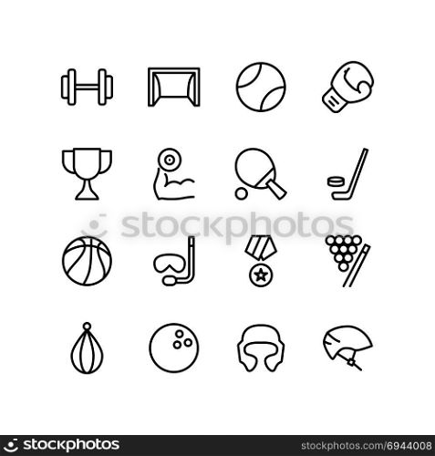 Fitness training and outdoor games icon set