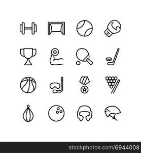 Fitness training and outdoor games icon set