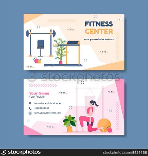 Fitness Training Card Horizontal Template Hand Drawn Cartoon Flat Illustration