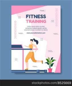 Fitness Training Poster Template Hand Drawn Cartoon Flat Illustration