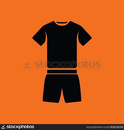 Fitness uniform icon. Orange background with black. Vector illustration.