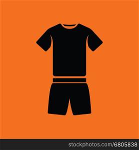 Fitness uniform icon. Orange background with black. Vector illustration.