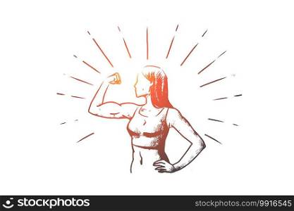 Fitness, women, healthy, sport concept. Hand drawn sportive woman doing exercises concept sketch. Isolated vector illustration.. Fitness, women, healthy, sport concept. Hand drawn isolated vector.