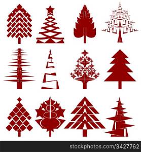 five abstract christmas tree stencils