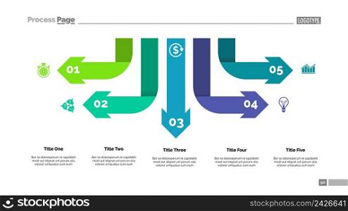 Five arrow infographic diagram. Option chart, diagram, infographics. Business data. Creative concept for presentation, project, report. Can be used for topics like management, teamwork, strategy.
