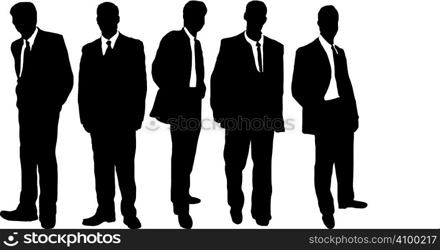 five business men in causal dress style in silhouette