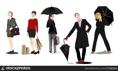 Five Business women. Vector illustration