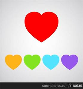 Five color heart icon eps 10. Simple vector love symbol for web decoration, apps or valentines day cards.. Five color heart icon