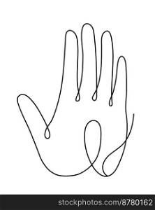 Five human senses in continuous line style. Hand, arm linear illusatration.. Five human senses in continuous line style. Hand, arm linear