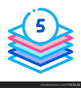 Five Layers Icon Vector. Outline Five Layers Sign. Isolated Contour Symbol Illustration. Five Layers Icon Vector Outline Illustration