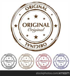 Five original rubber stamps with color variation and grunge effect