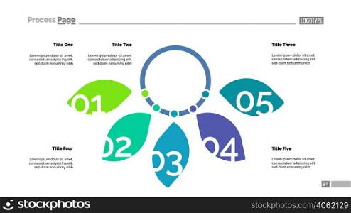 Five petal diagram slide template. Business data. Graph, chart, design. Creative concept for infographic, report. Can be used for topics like development, investment, ecology