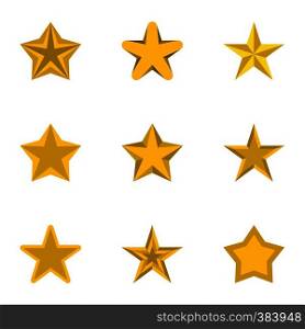 Five-pointed star icons set. Flat illustration of 9 five-pointed star vector icons for web. Five-pointed star icons set, flat style