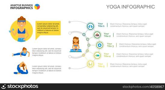 Five points process chart. Business data. Flexibility, diagram, design. Creative concept for infographic, templates, presentation. Can be used for topics like health, yoga, sport.