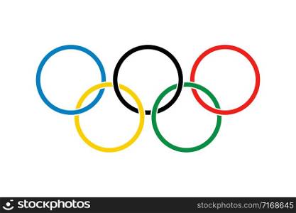 Five ring colored icon. Olympic games isolated vector symbol. Thin line. Abstract brochure with olympic games. Minimal poster. EPS 10
