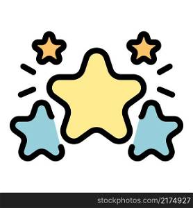Five star rating icon. Outline five star rating vector icon color flat isolated. Five star rating icon color outline vector