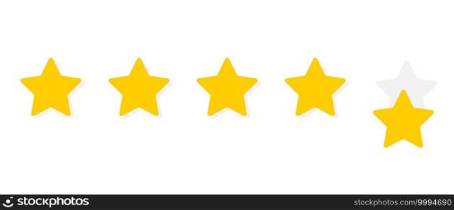 Five stars customer product rating. Flat icon for apps and websites.