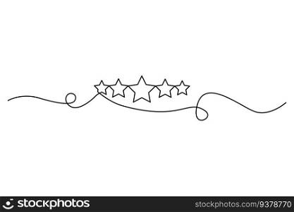 Five stars customer product rating one line drawing. Vector illustration. EPS 10. stock image.. Five stars customer product rating one line drawing. Vector illustration. EPS 10.