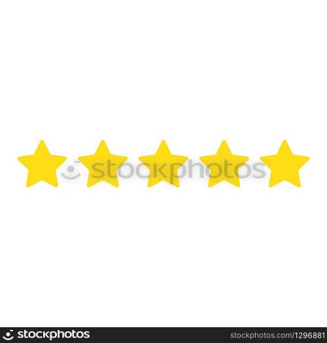 Five stars. Quality sign. Vector illustration on white back. Five stars. Quality sign. Vector illustration