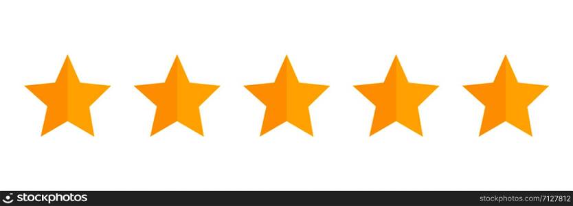 Five stars rating icon. Five golden star rating illustration vector. Premium quality customer service. Customer feedback ranking system. Feedback concept. EPS 10. Five stars rating icon. Five golden star rating illustration vector. Premium quality customer service. Customer feedback ranking system. Feedback concept.