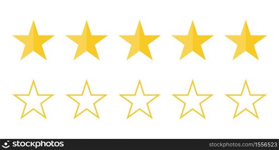 Five stars yellow color on white background. Consumer rating flat icon. Vector illustration EPS 10.. Five stars yellow color on white background. Consumer rating flat icon.