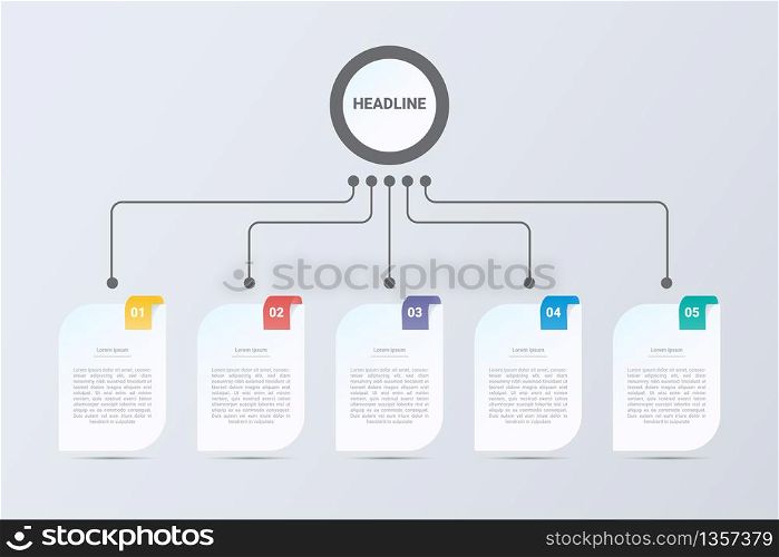 five steps infographics. Vector business template for presentation and training.