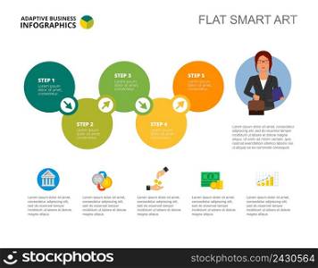 Five steps process chart slide template. Business data. Option, step, design. Creative concept for infographic, project. Can be used for topics like accounting, finance, banking.
