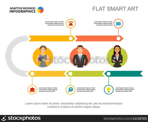 Five Steps Workflow Process Chart Template For Presentation Vector Illustration Diagram Graph 5077