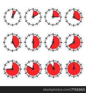 Five to Sixty Minutes Stop Watch Illustration, stock vector