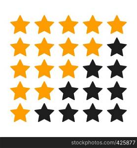 Five yellow stars customer rating. Icon for web applications and websites. On white background