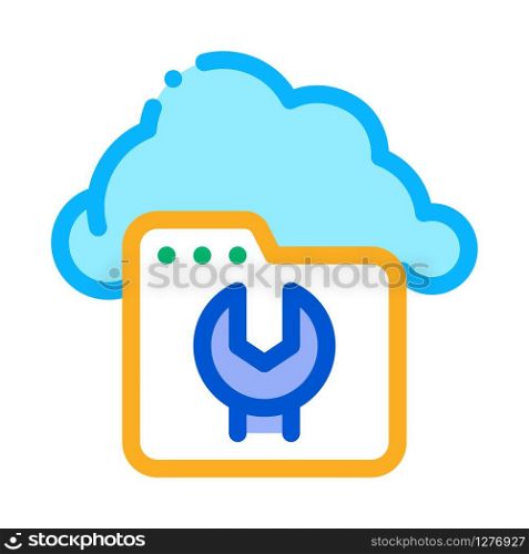 Fix Cloud Folder Icon Vector. Outline Fix Cloud Folder Sign. Color Isolated Contour Symbol Illustration. Fix Cloud Folder Icon Vector Outline Illustration