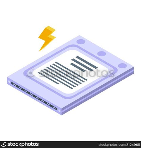 Fix laptop hdd icon isometric vector. Device support. Mobile service. Fix laptop hdd icon isometric vector. Device support