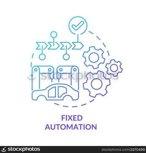 Fixed automation blue gradient concept icon. Equipment configuration abstract idea thin line illustration. Isolated outline drawing. Editable stroke. Roboto-Medium, Myriad Pro-Bold fonts used. Fixed automation blue gradient concept icon