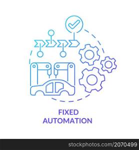 Fixed automation blue gradient concept icon. Equipment configuration abstract idea thin line illustration. Isolated outline drawing. Editable stroke. Roboto-Medium, Myriad Pro-Bold fonts used. Fixed automation blue gradient concept icon